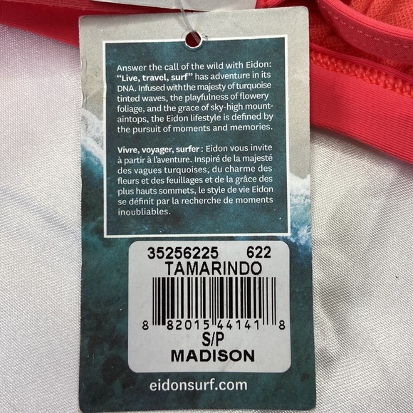 Eidon Surf Women’s Madison Fixed Triangle Bikini Top TAMARINDO Size Small NWT - Picture 6 of 12
